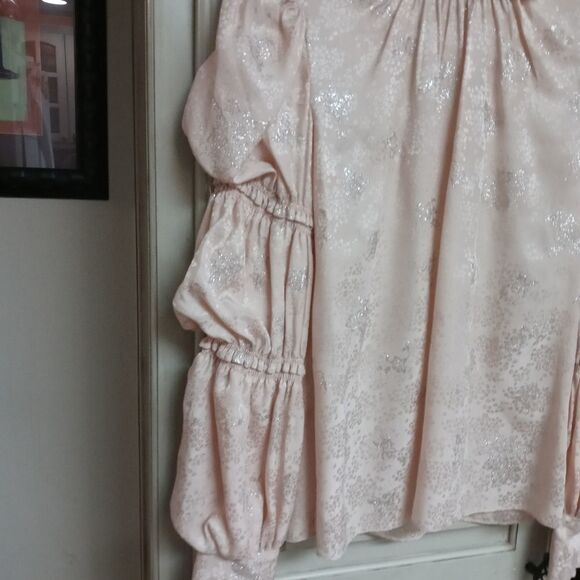 Rebecca Taylor Sz. 2 Glitter Print Ruched Sleeve Top - Picture 7 of 15